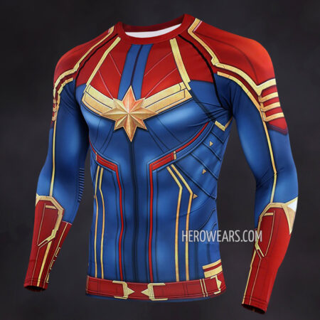 Captain Marvel Compression Shirt Rash Guard