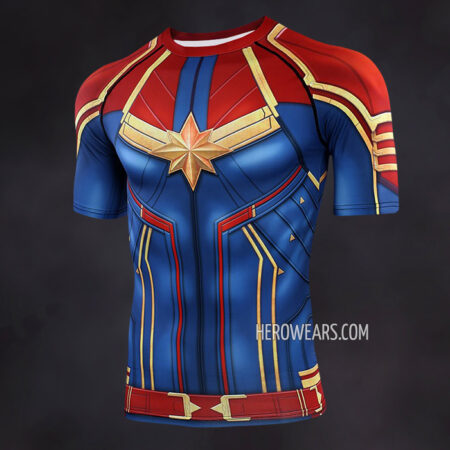 Captain Marvel Compression Shirt Rash Guard