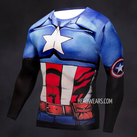 Captain America Compression Shirt Rash Guard