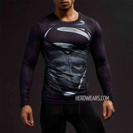 Superman Black Compression Shirt Rash Guard