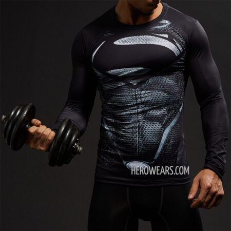 Superman Black Compression Shirt Rash Guard