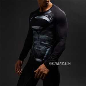 Superman Black Compression Shirt Rash Guard