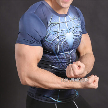 Spiderman Blue Compression Shirt Rash Guard