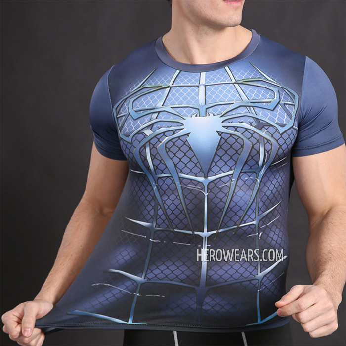 Spiderman Blue Compression Shirt Rash Guard