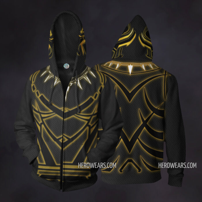 Black Panther Golden Jaguar Zip Up Hoodie