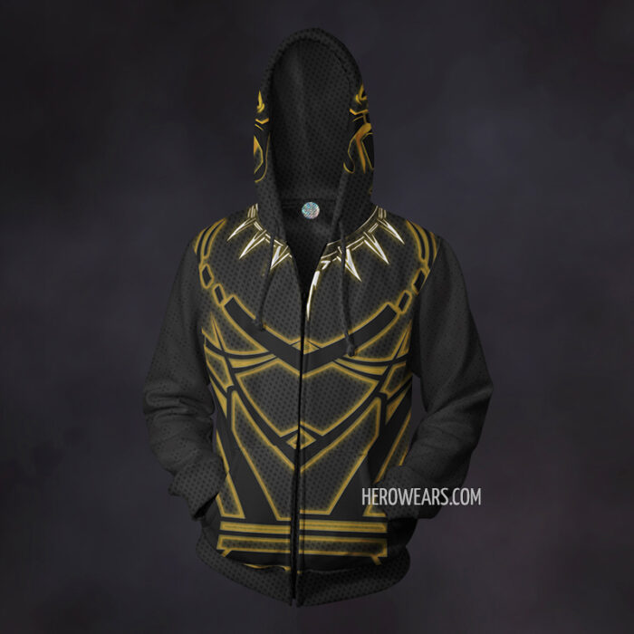 Black Panther Golden Jaguar Zip Up Hoodie