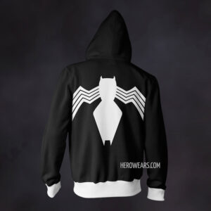 Black Spiderman Venom Symbiote Zip Up Hoodie