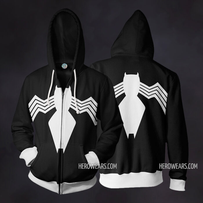 Black Spiderman Venom Symbiote Zip Up Hoodie