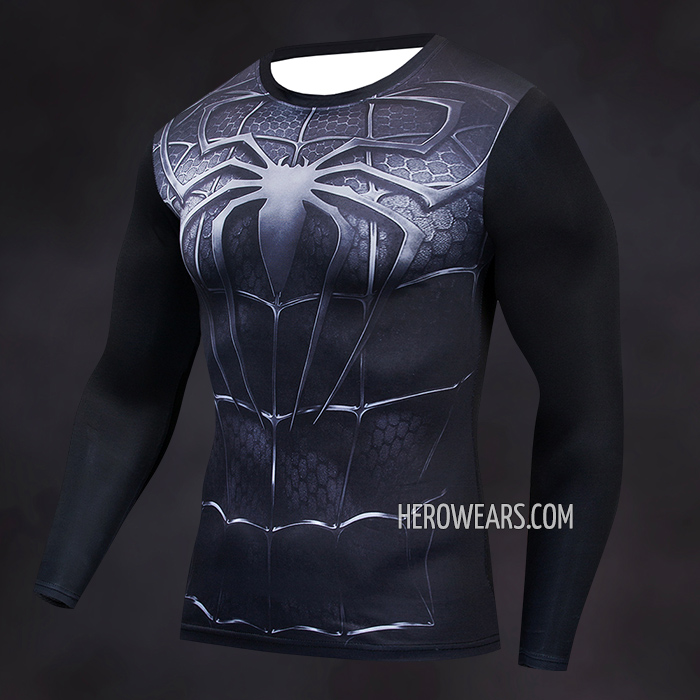 Spider Man Black Compression Shirt Rashguard