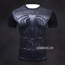 Spiderman Black Rash Guard Compression Shirt