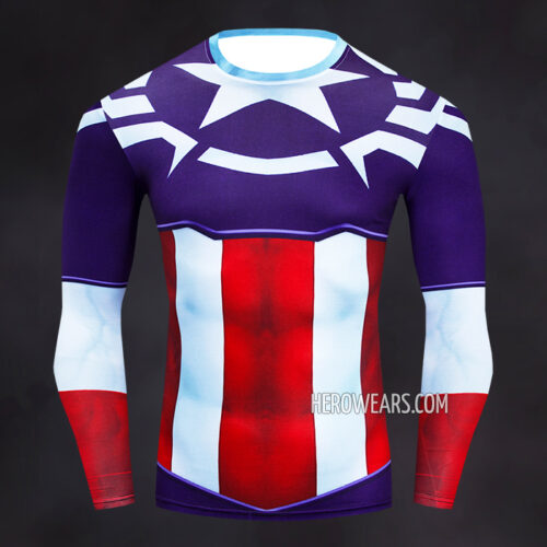 Captain America Sam Wilson Compression Shirt Rash Guard