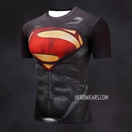 Superman Black Compression Shirt Rash Guard