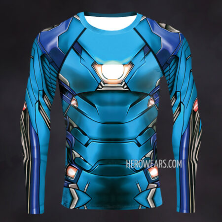 Iron Man Blue Compression Shirt Rash Guard