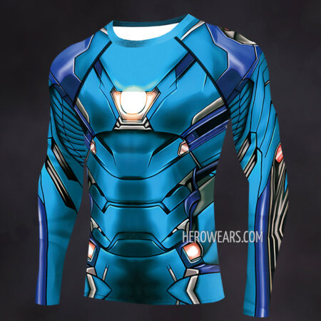 Iron Man Blue Compression Shirt Rash Guard