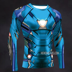 Iron Man Blue Rash Guard Compression Shirt