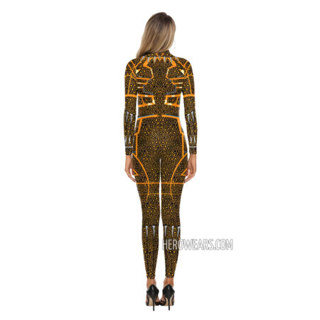 Women's Black Panther Golden Jaguar Costume Body Suit
