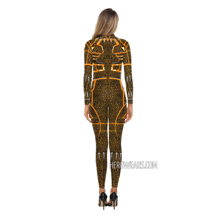 Women's Black Panther Golden Jaguar Costume Body Suit