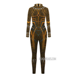 Women's Black Panther Golden Jaguar Costume Body Suit