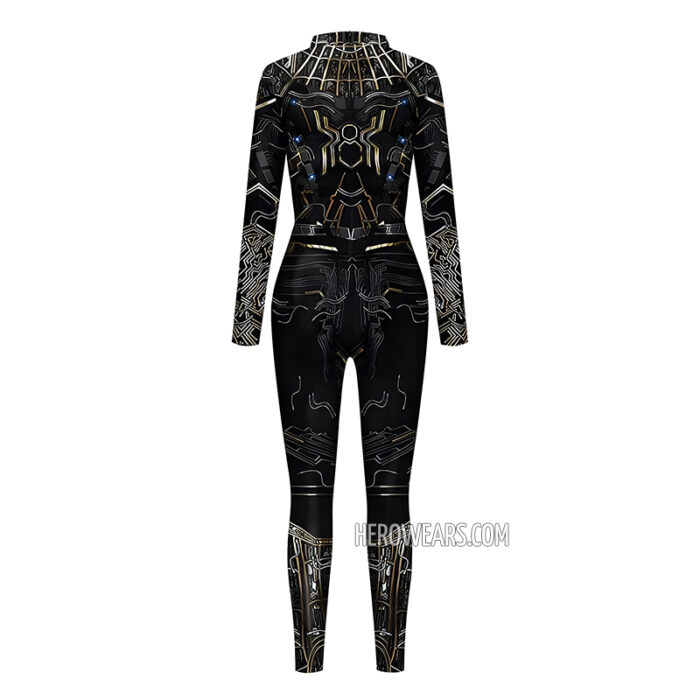 Women's Spiderman Black Gold Costume Body Suit