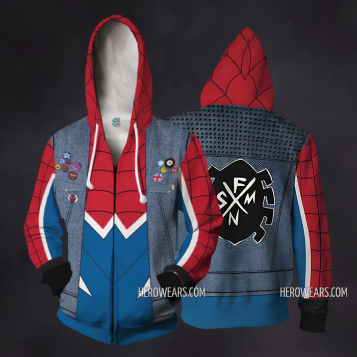 Spiderman Punk Zip Up Hoodie